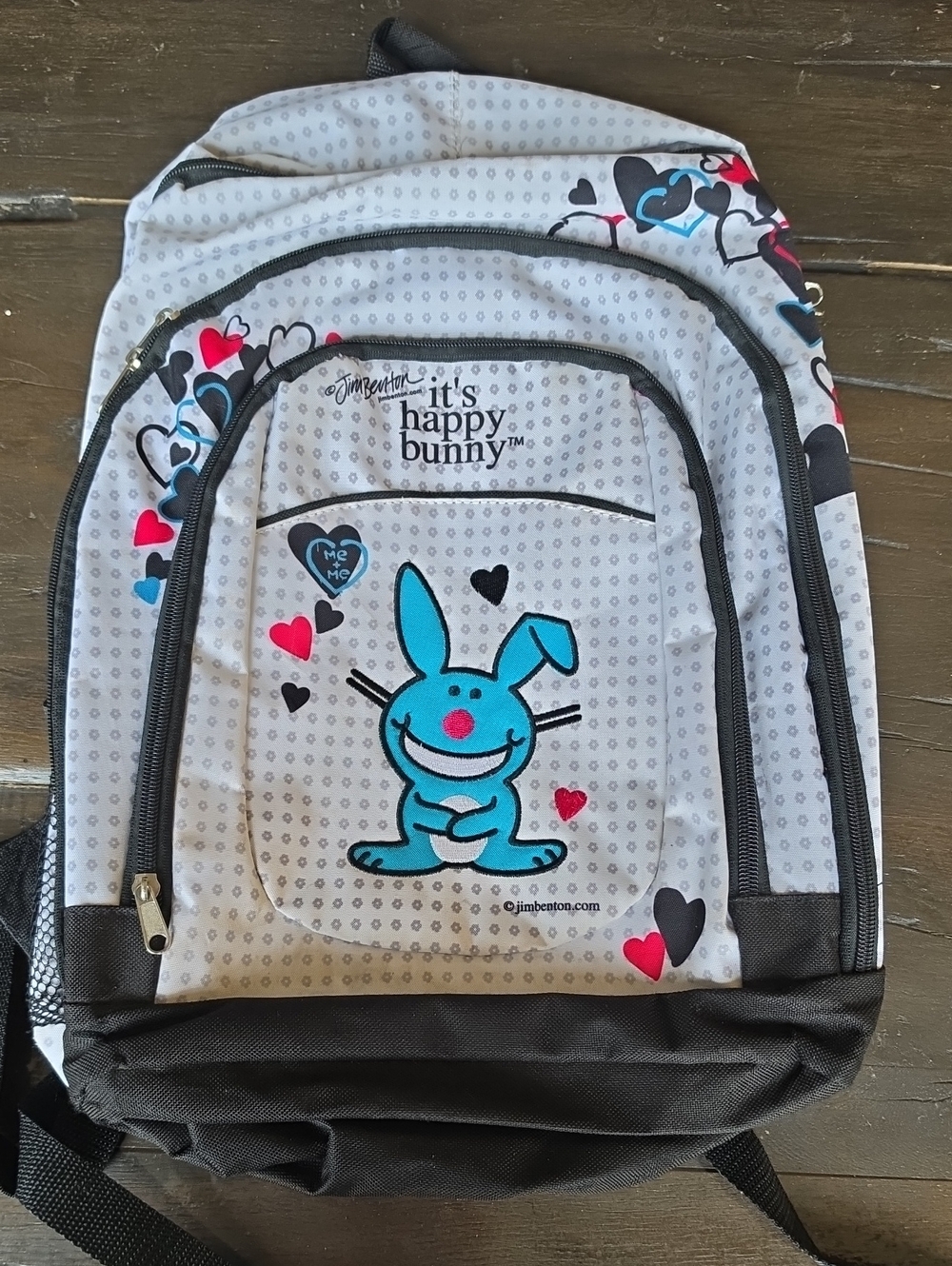 It's Happy Bunny Jim Benton Backpack Blue Bunny Motif Y2K 90s Girlhoodcore
